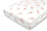 fitted crib sheet - leafy sea dragon pink